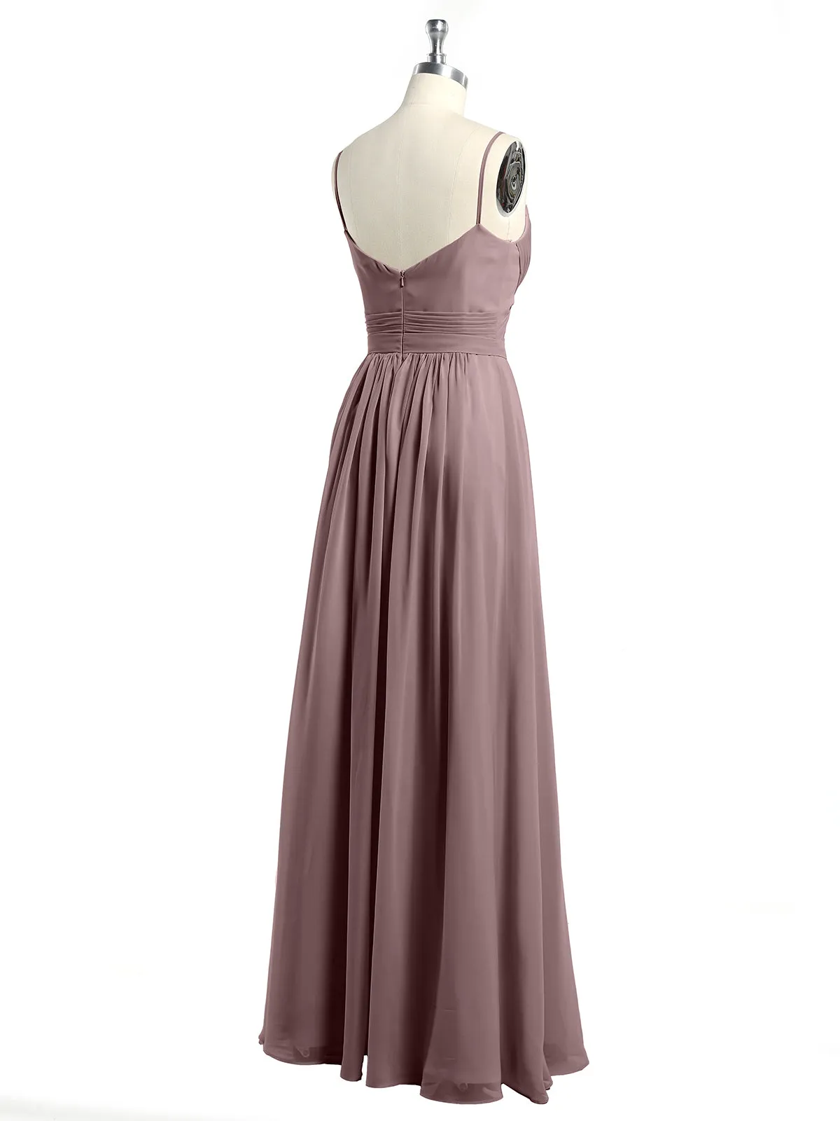 Cross Pleated Bodice Spaghetti Strap Dresses Vintage Mauve Plus Size