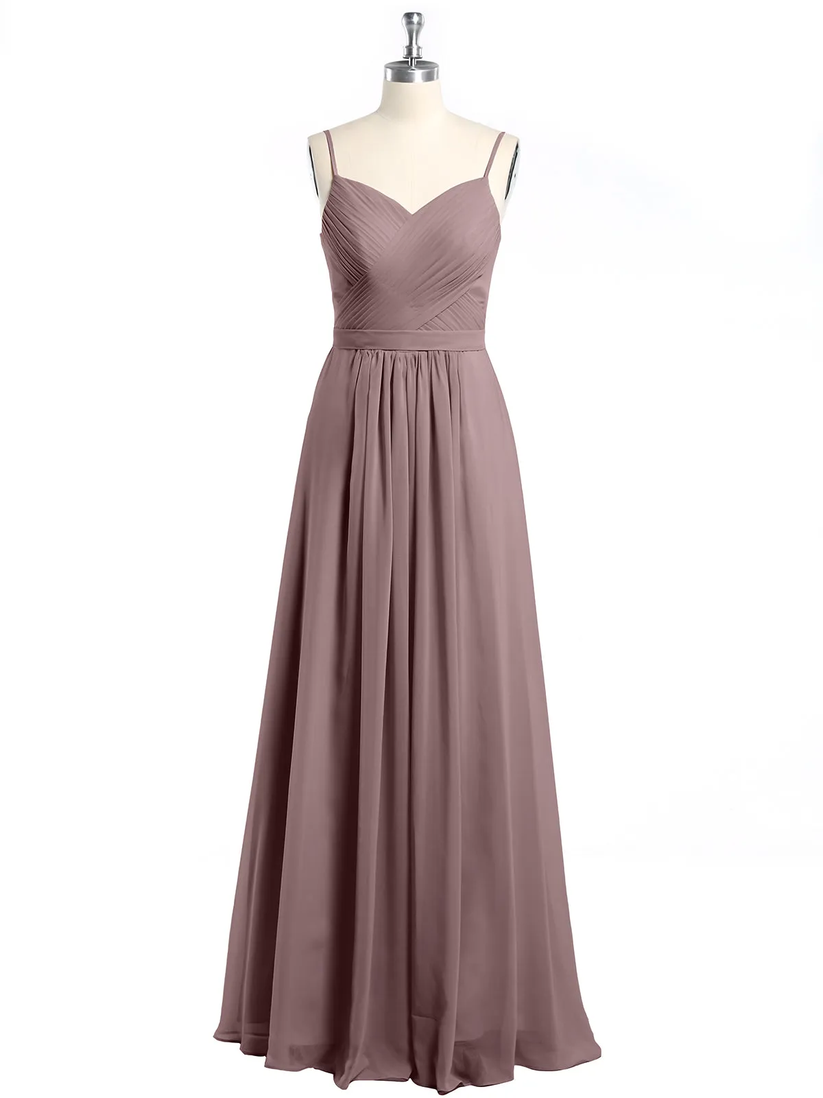 Cross Pleated Bodice Spaghetti Strap Dresses Vintage Mauve Plus Size