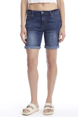 Dark Denim Rolled Denim Shorts