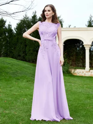 Elegant Illusion Lace Appliqued Dress With Buttons Lilac Plus Size