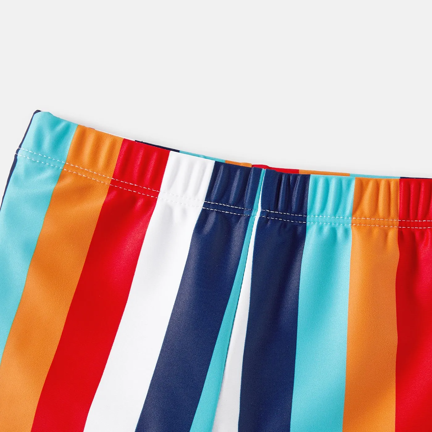Family Matching Colorful Striped Two-Piece Top & Shorts Swimsuit