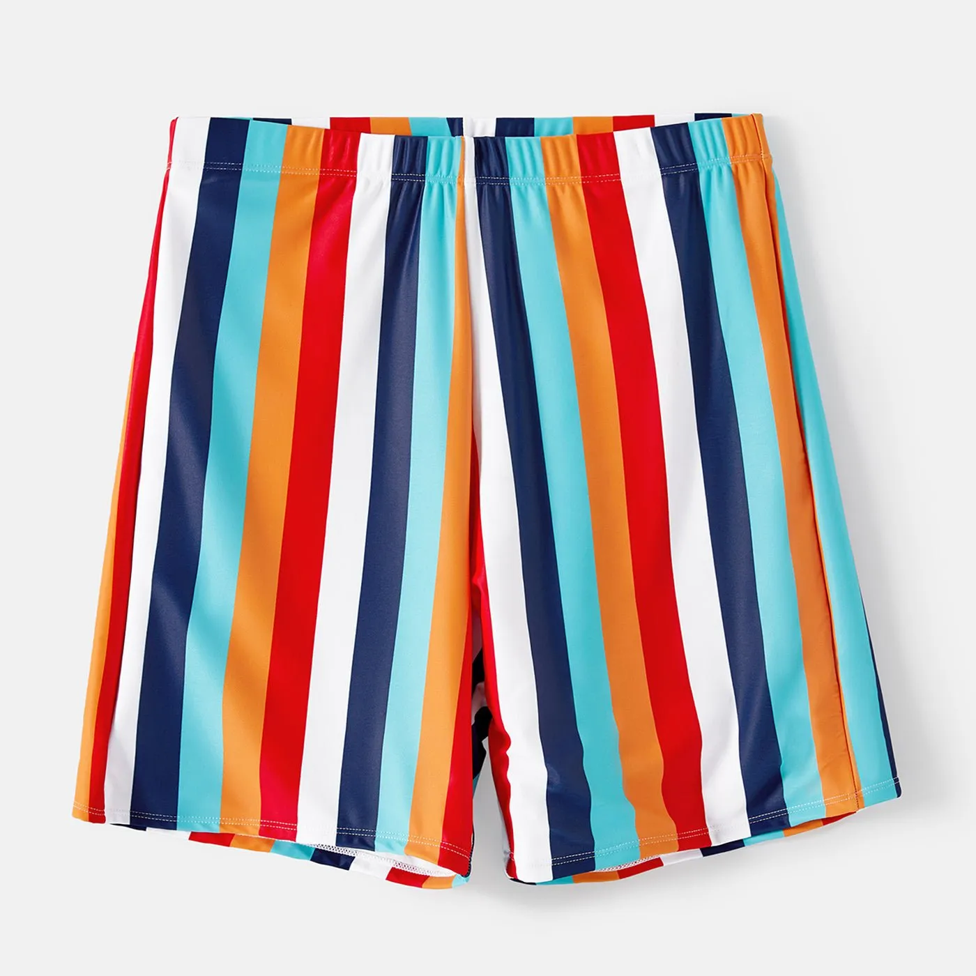 Family Matching Colorful Striped Two-Piece Top & Shorts Swimsuit