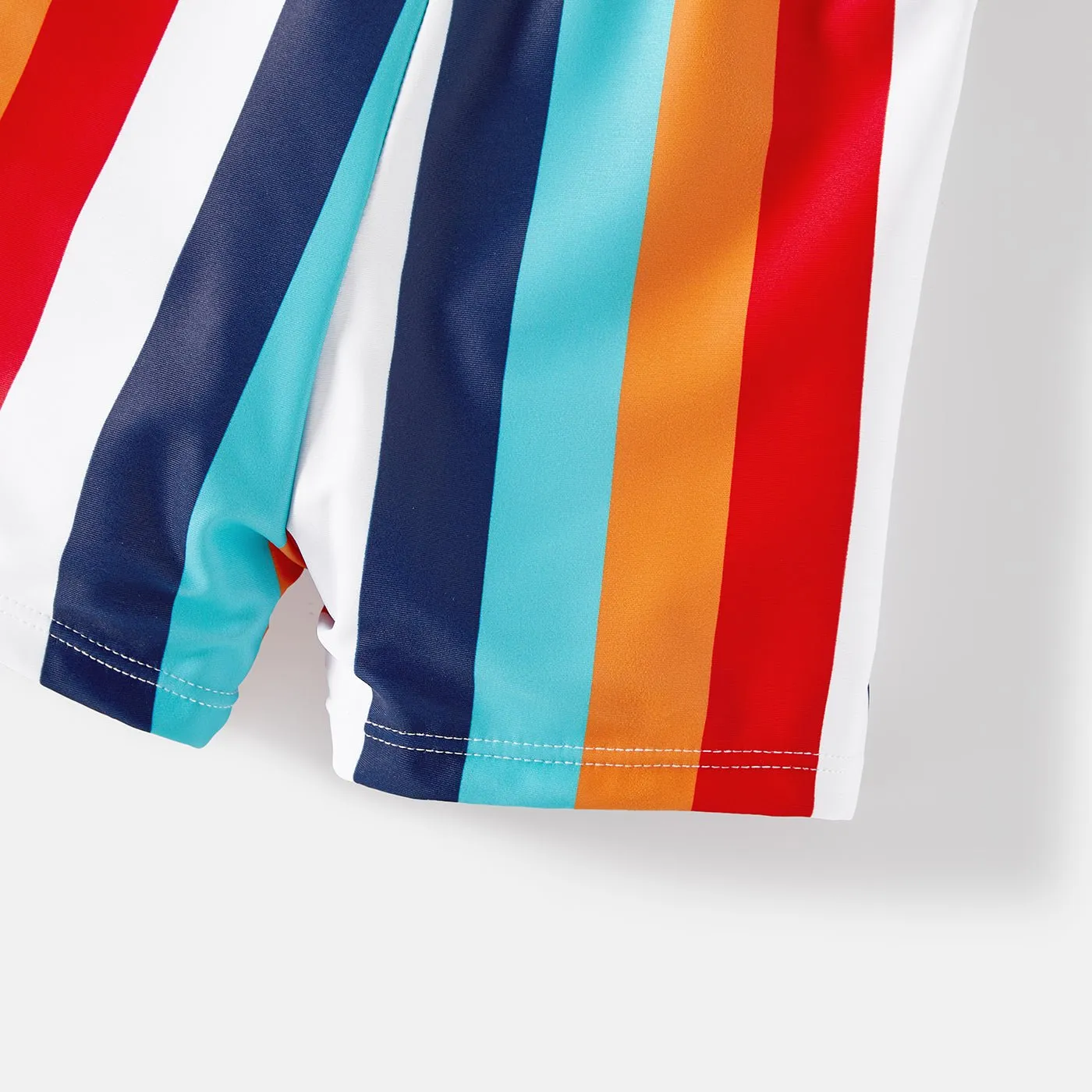 Family Matching Colorful Striped Two-Piece Top & Shorts Swimsuit