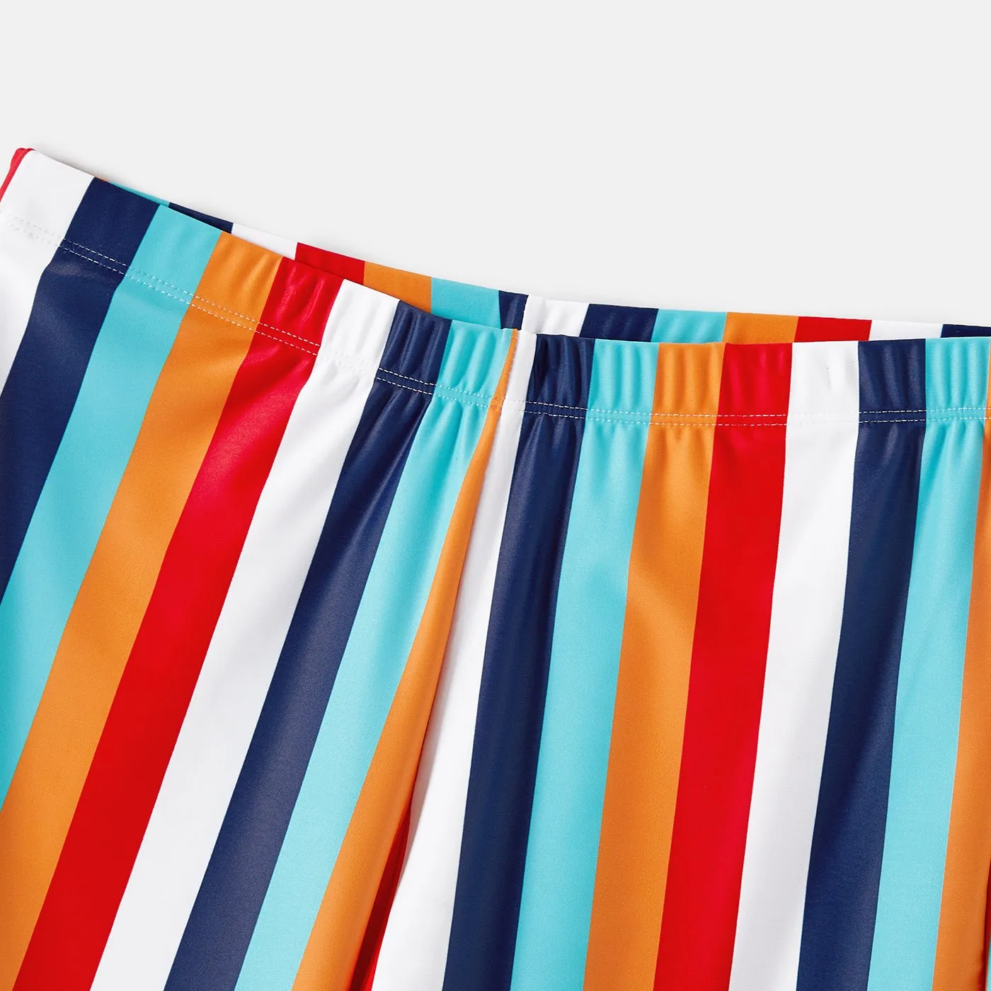 Family Matching Colorful Striped Two-Piece Top & Shorts Swimsuit