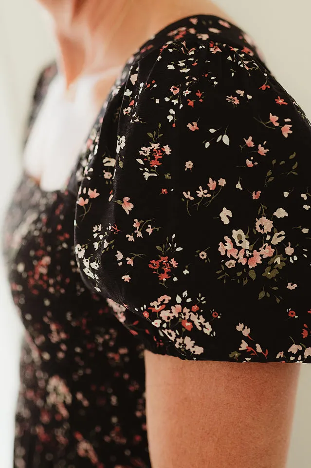 Floral Tiered Short Sleeve Midi Dress