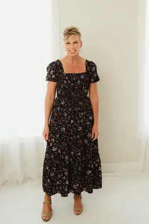Floral Tiered Short Sleeve Midi Dress