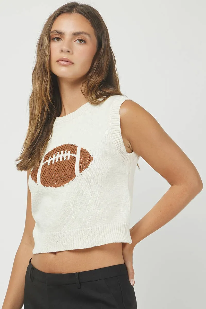 Football Sleeveless Sweater Top