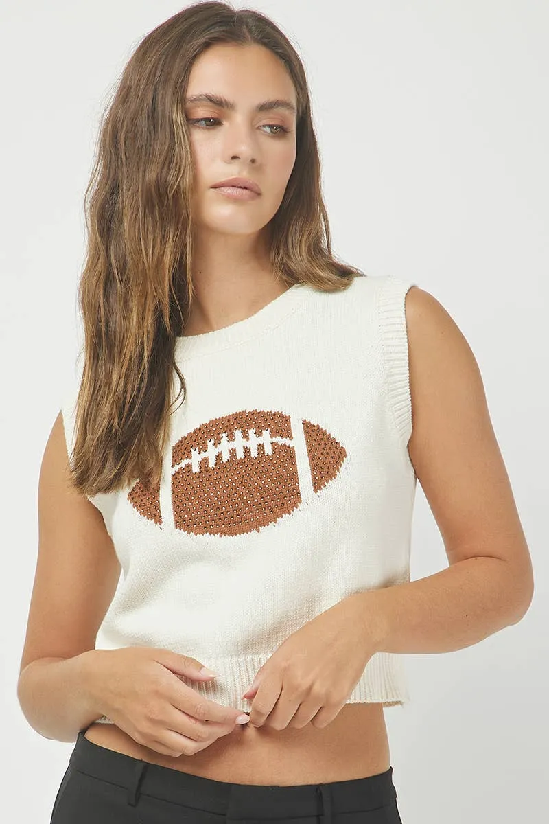 Football Sleeveless Sweater Top