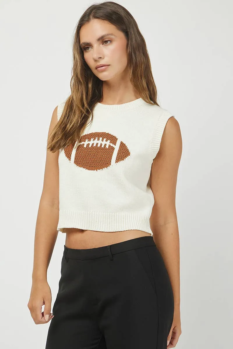 Football Sleeveless Sweater Top