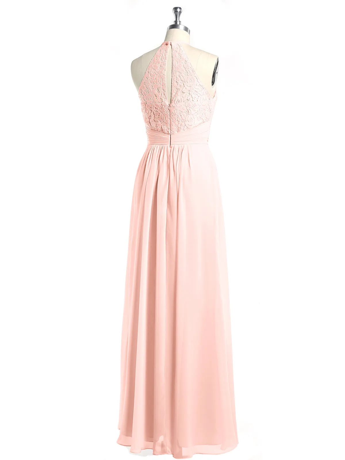 Halter Chiffon And Lace Long Dresses Coral Plus Size