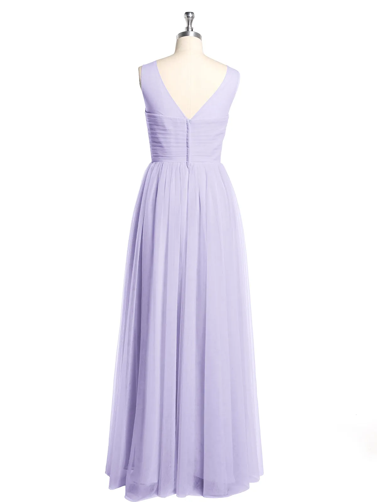Illusion Neck Cross Tulle Bridesmaid Dresses-Lilac Plus Size
