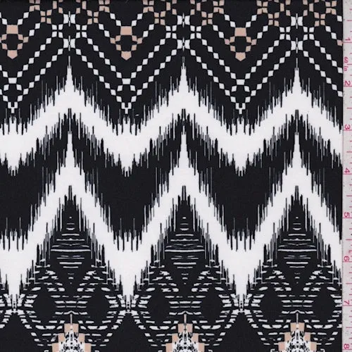 ITY Black/White Flamestitch Chevron Jersey Knit Fabric
