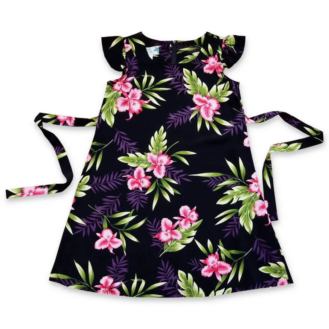 Midnight Black Hawaiian Girl Rayon Dress