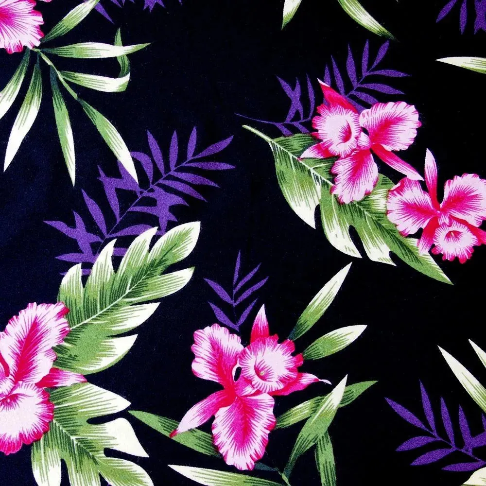 Midnight Black Hawaiian Girl Rayon Dress