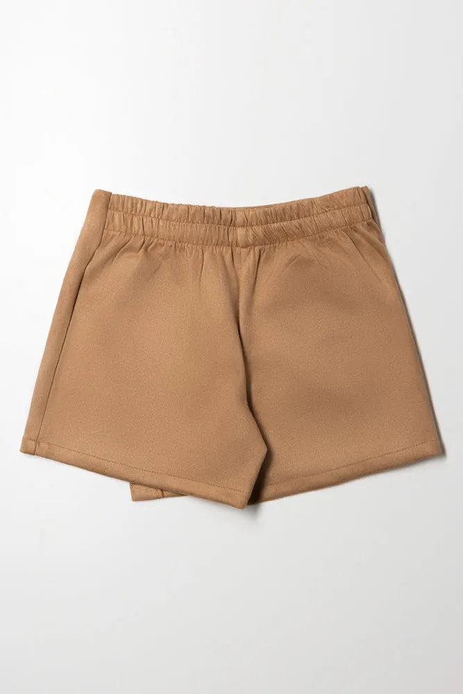 Mock Sued Skort Brown