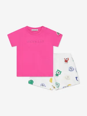 Moncler Enfant Baby Girls T-Shirt And Shorts Set in Pink