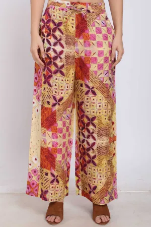 Mural Printed Linen Pants