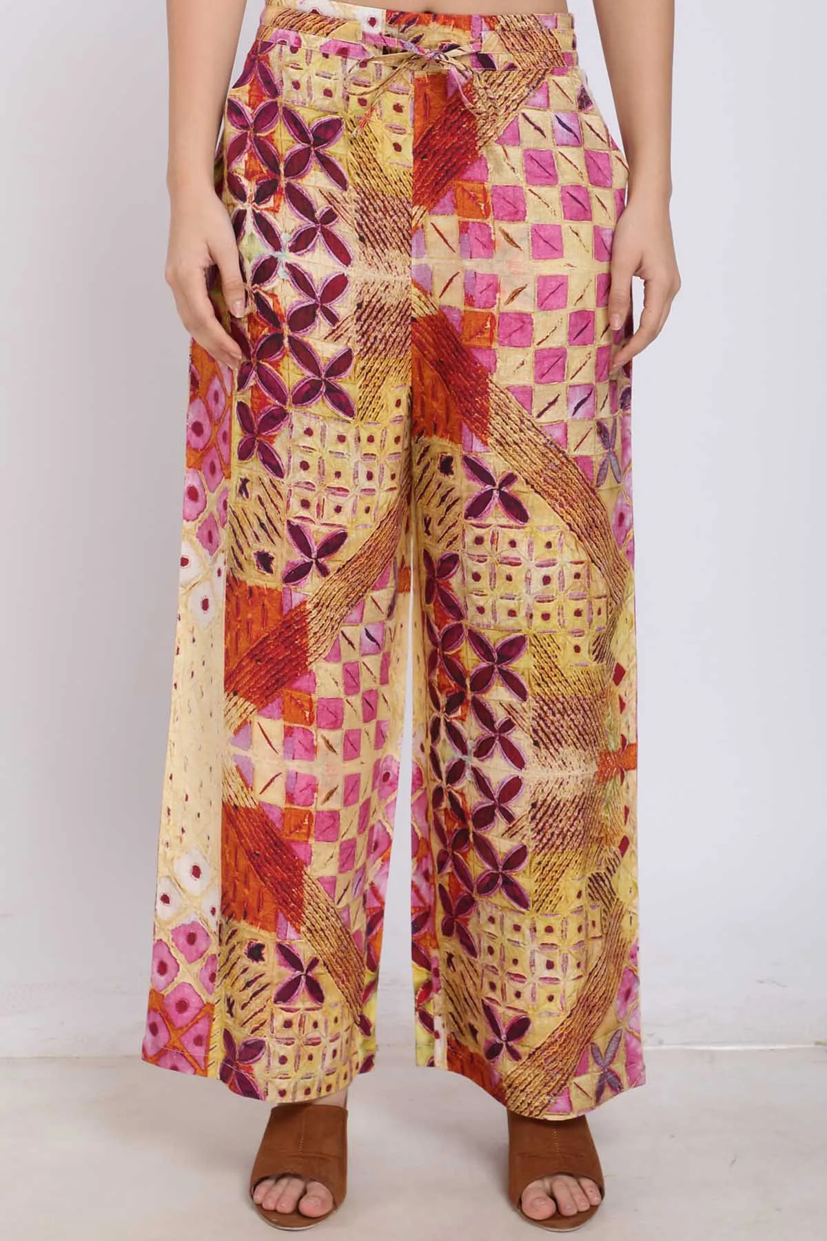 Mural Printed Linen Pants