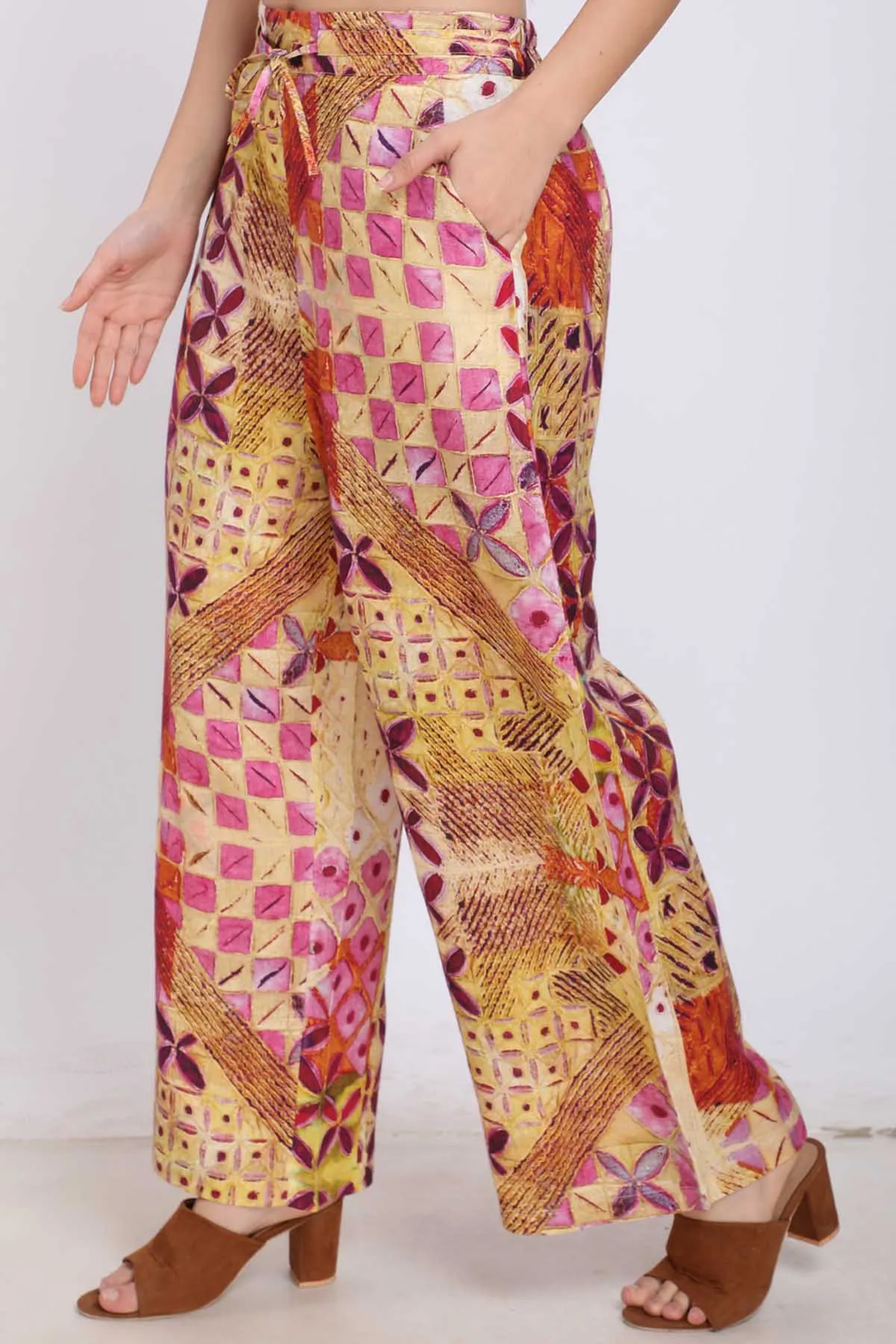 Mural Printed Linen Pants