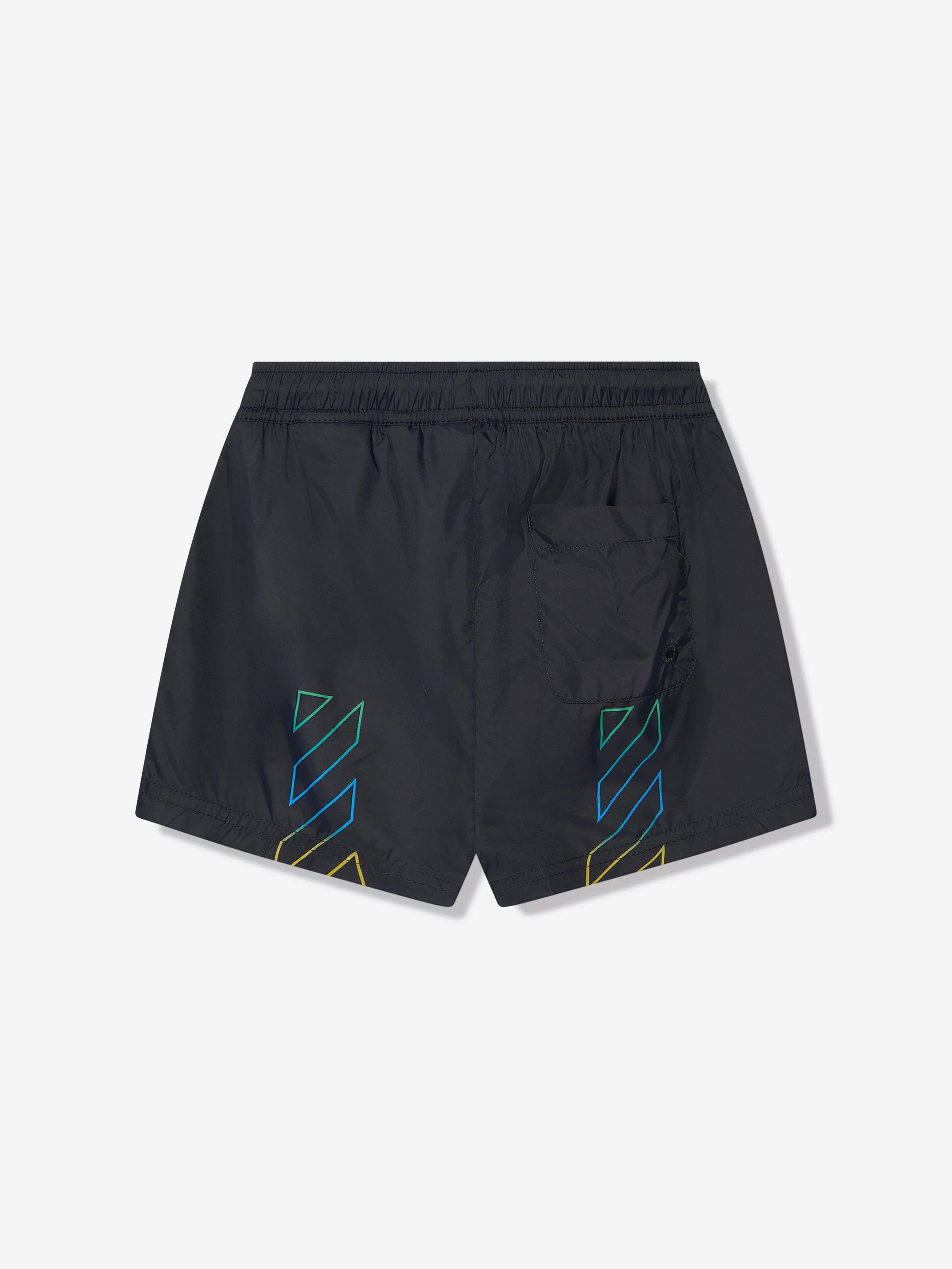 Off-White Boys Diagonal Logo Swim Shorts in Black