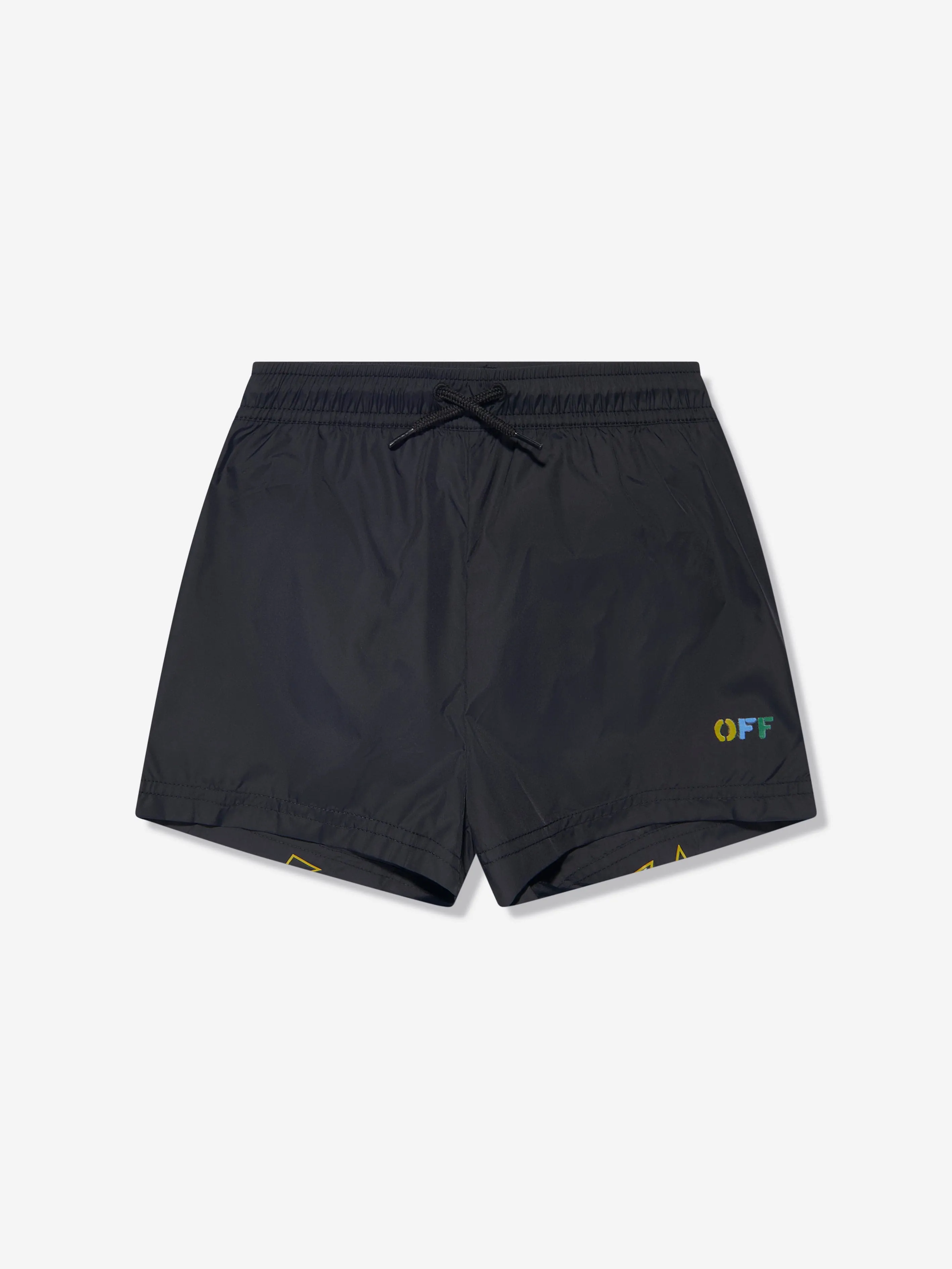 Off-White Boys Diagonal Logo Swim Shorts in Black