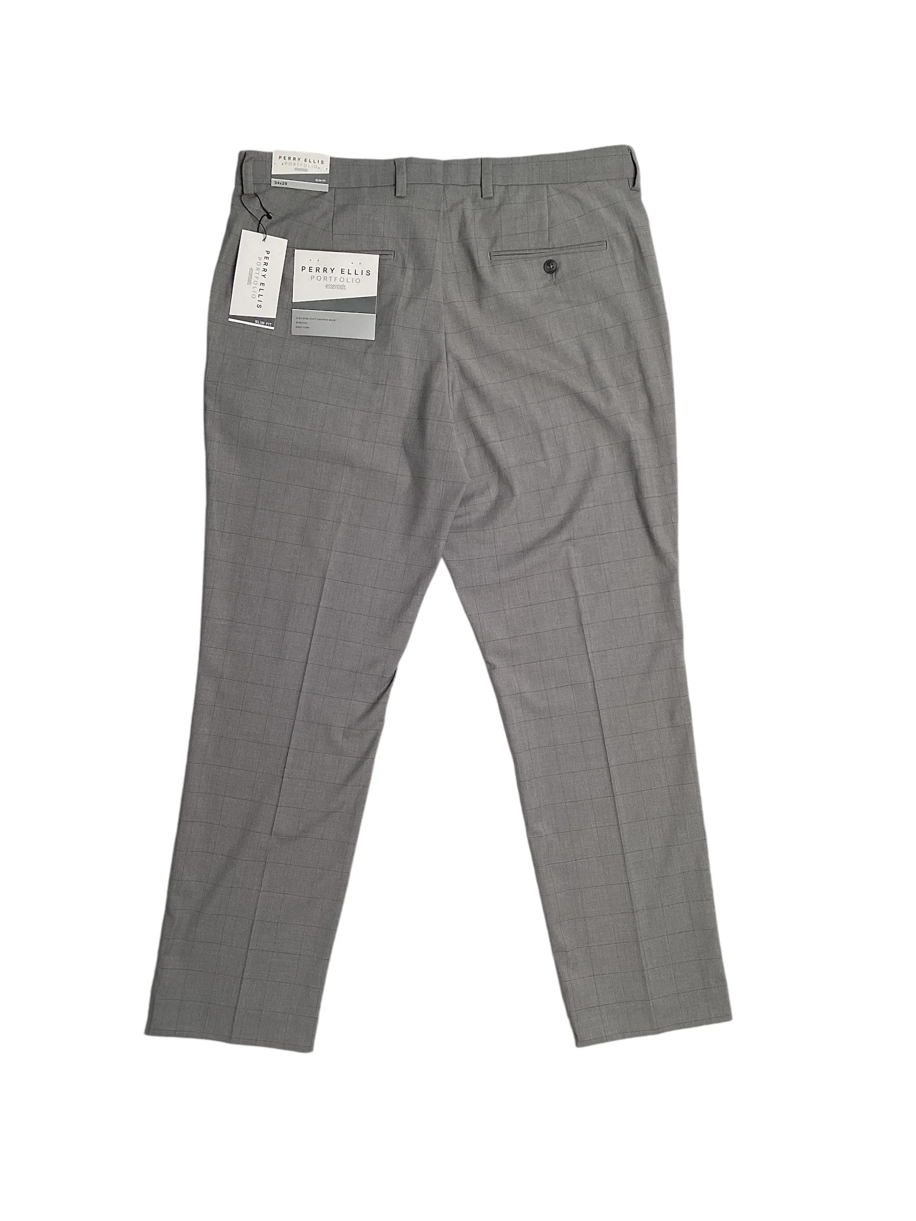 Perry Ellis Portfolio Mens Slim Fit Stretch Flat Front Pant Dark Grey 32 x 32