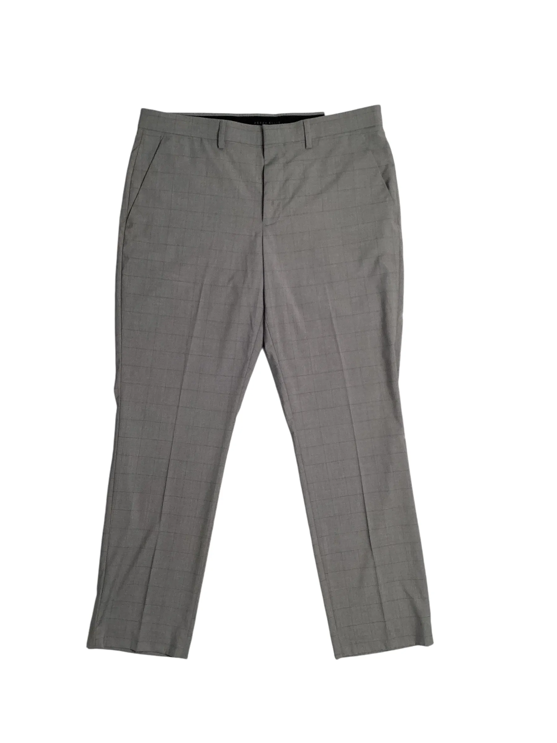Perry Ellis Portfolio Mens Slim Fit Stretch Flat Front Pant Dark Grey 32 x 32