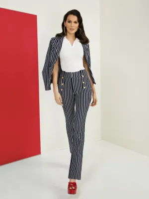 Petite Striped High-Waisted Barely Bootcut Pant - Superflex