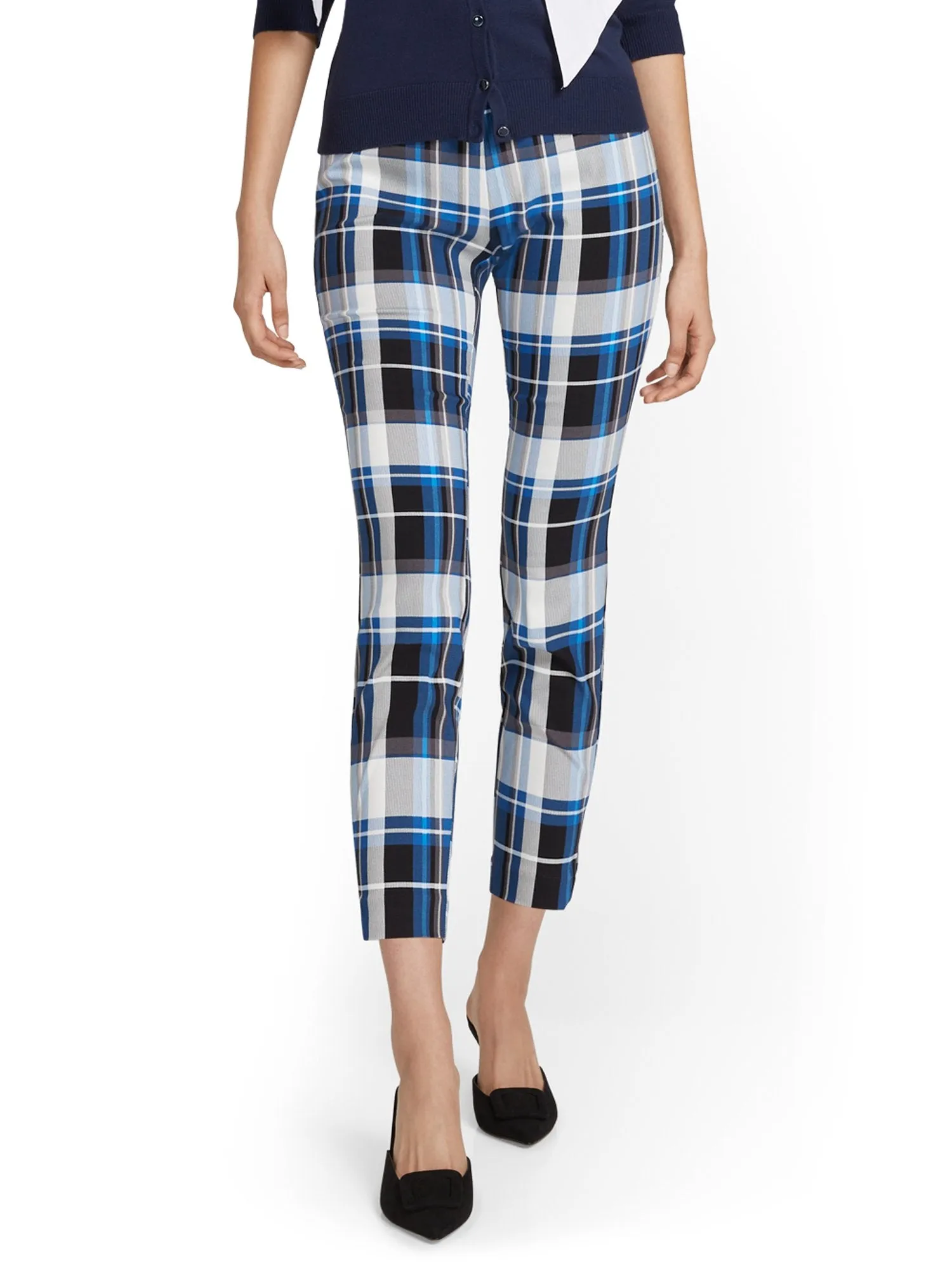 Petite Whitney High-Waisted Pull-On Slim-Leg Ankle Pant - Plaid