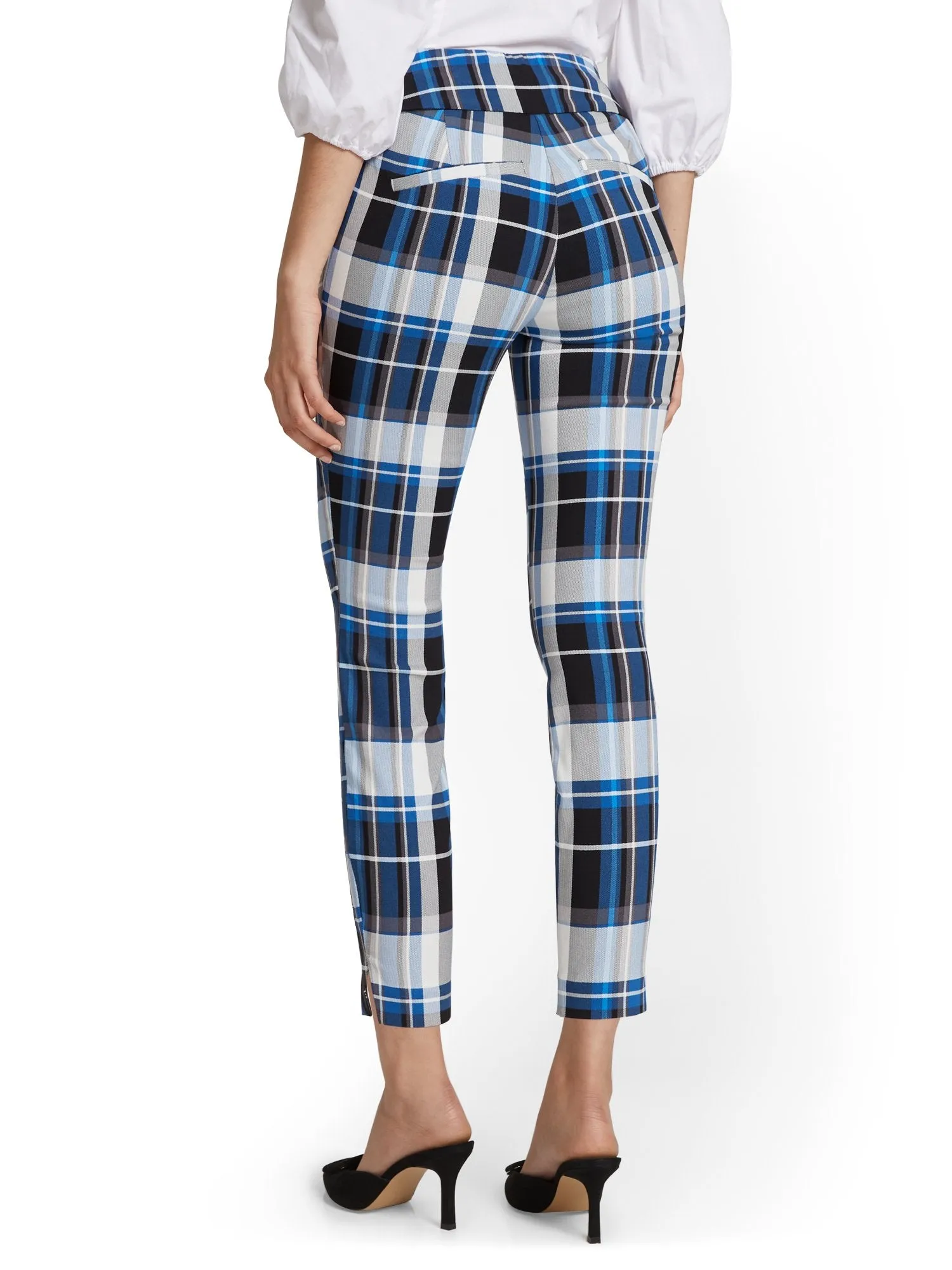 Petite Whitney High-Waisted Pull-On Slim-Leg Ankle Pant - Plaid