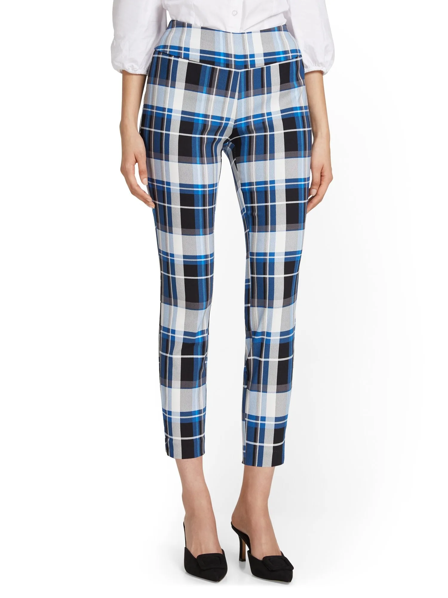 Petite Whitney High-Waisted Pull-On Slim-Leg Ankle Pant - Plaid