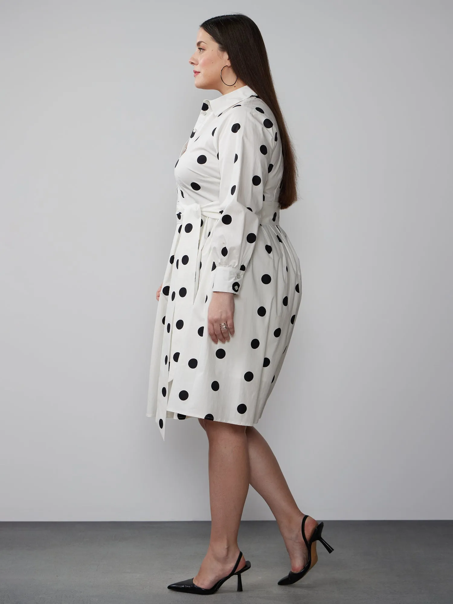 Plus Poplin Polka Dot Shirt Dress