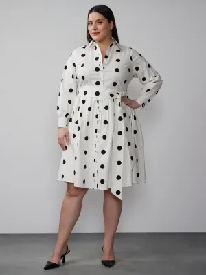 Plus Poplin Polka Dot Shirt Dress