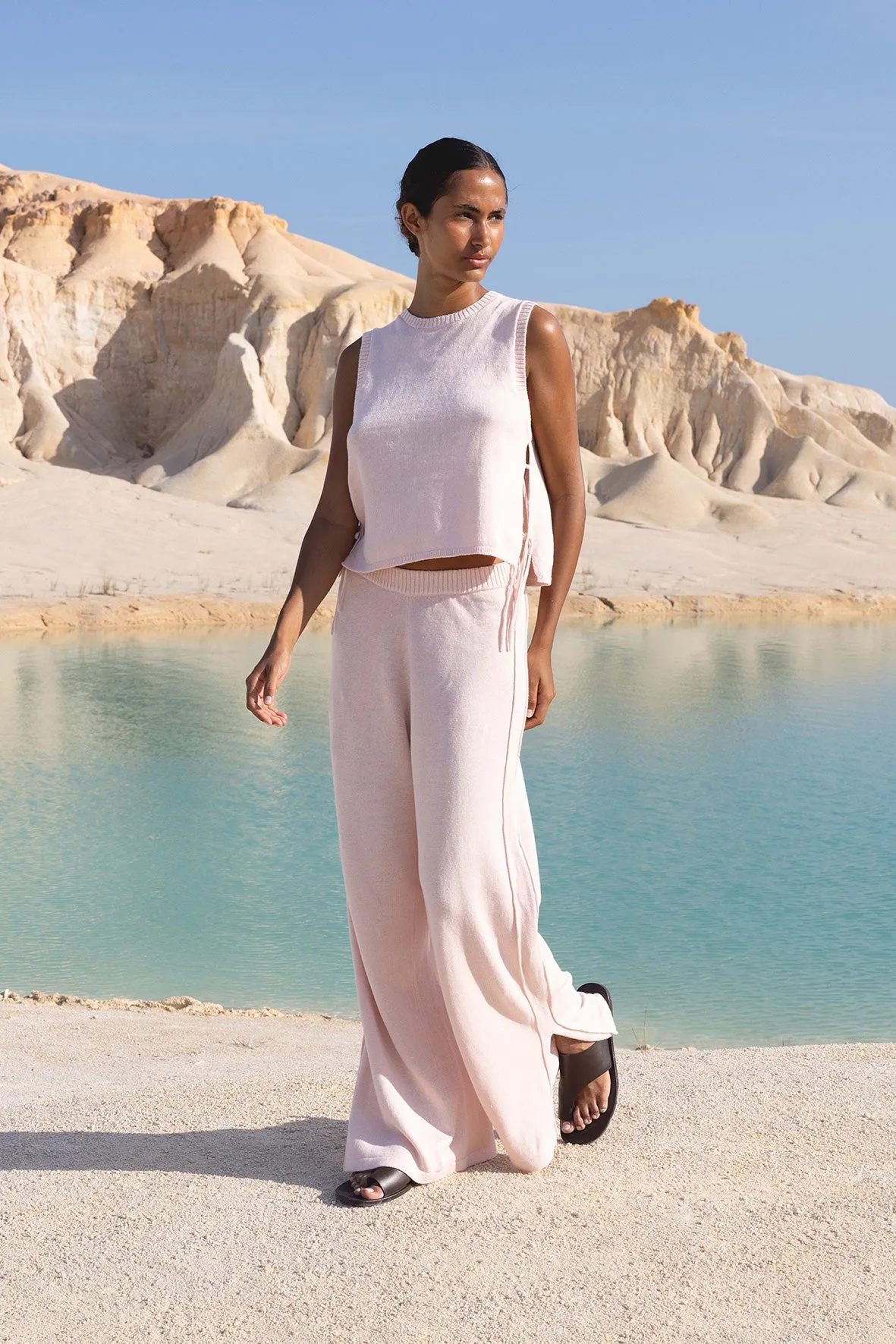 Poppy Cotton Linen Tank - Soft Pink