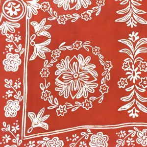Red-Ivory-Orange Famous Designer Floral Print Rayon Georgette Fabric