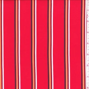 Red Multi Stripe Double Brushed Jersey Knit Fabric