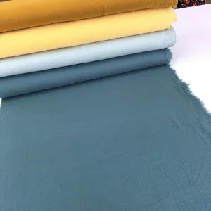 Remnant of Organic Double Gauze - GOTS Muslin Solids - Dusty Teal (100cm)