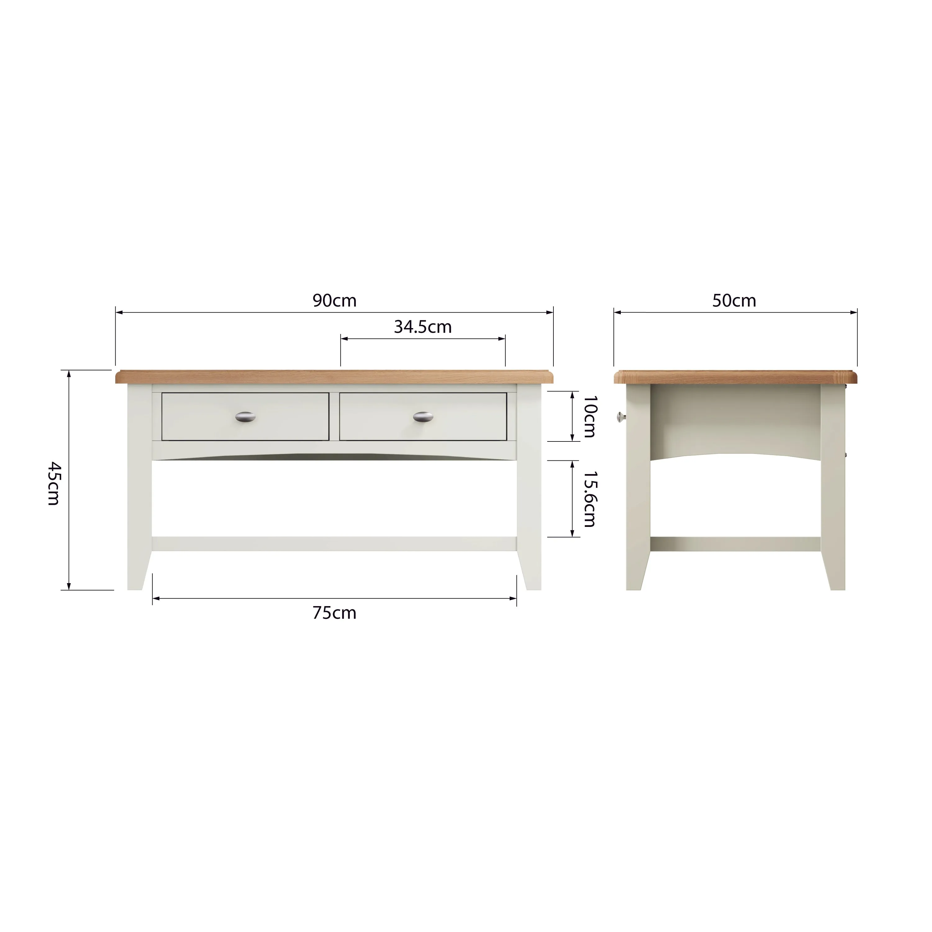 Salisbury Pure White Coffee Table Large 90 x 50 x 45 cm
