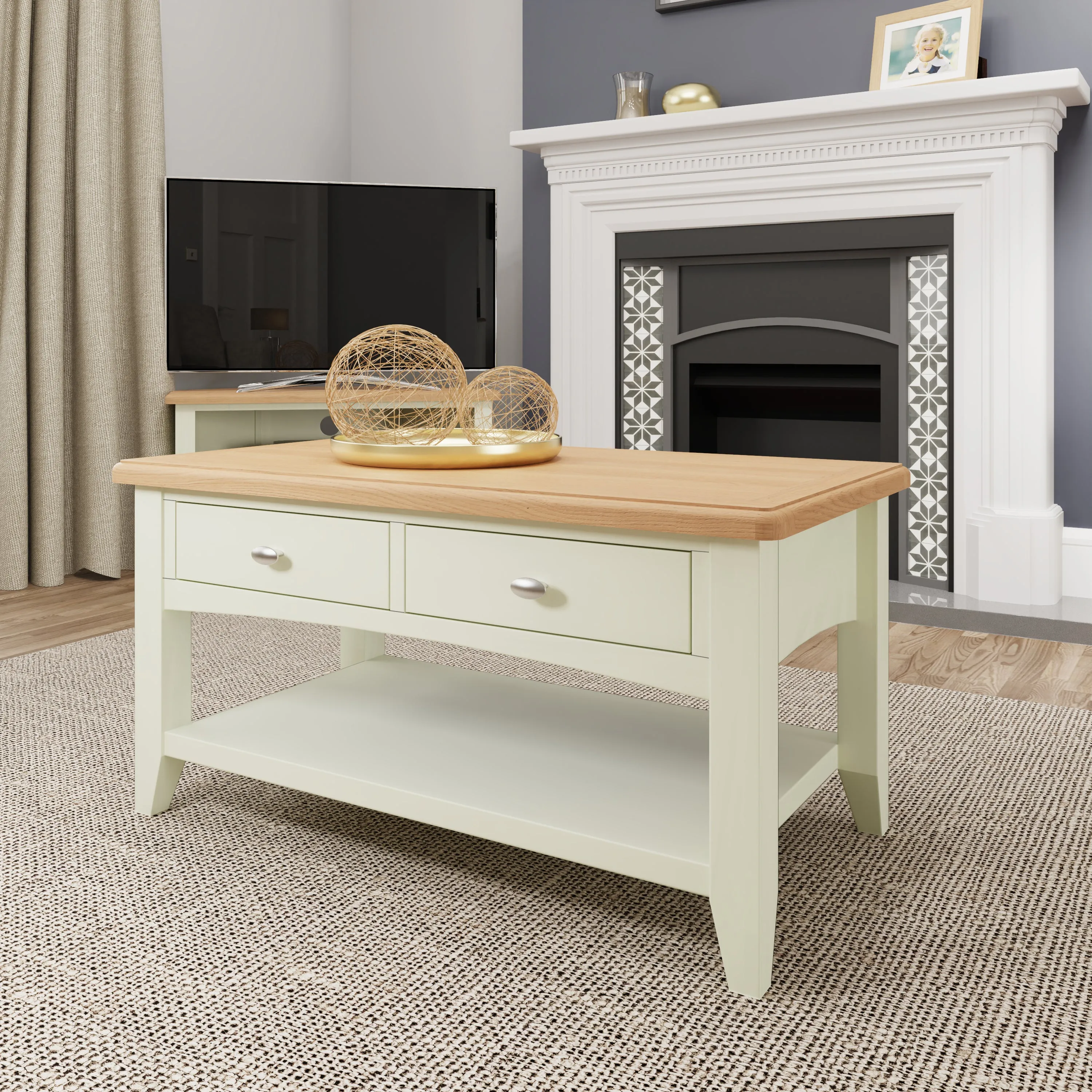Salisbury Pure White Coffee Table Large 90 x 50 x 45 cm