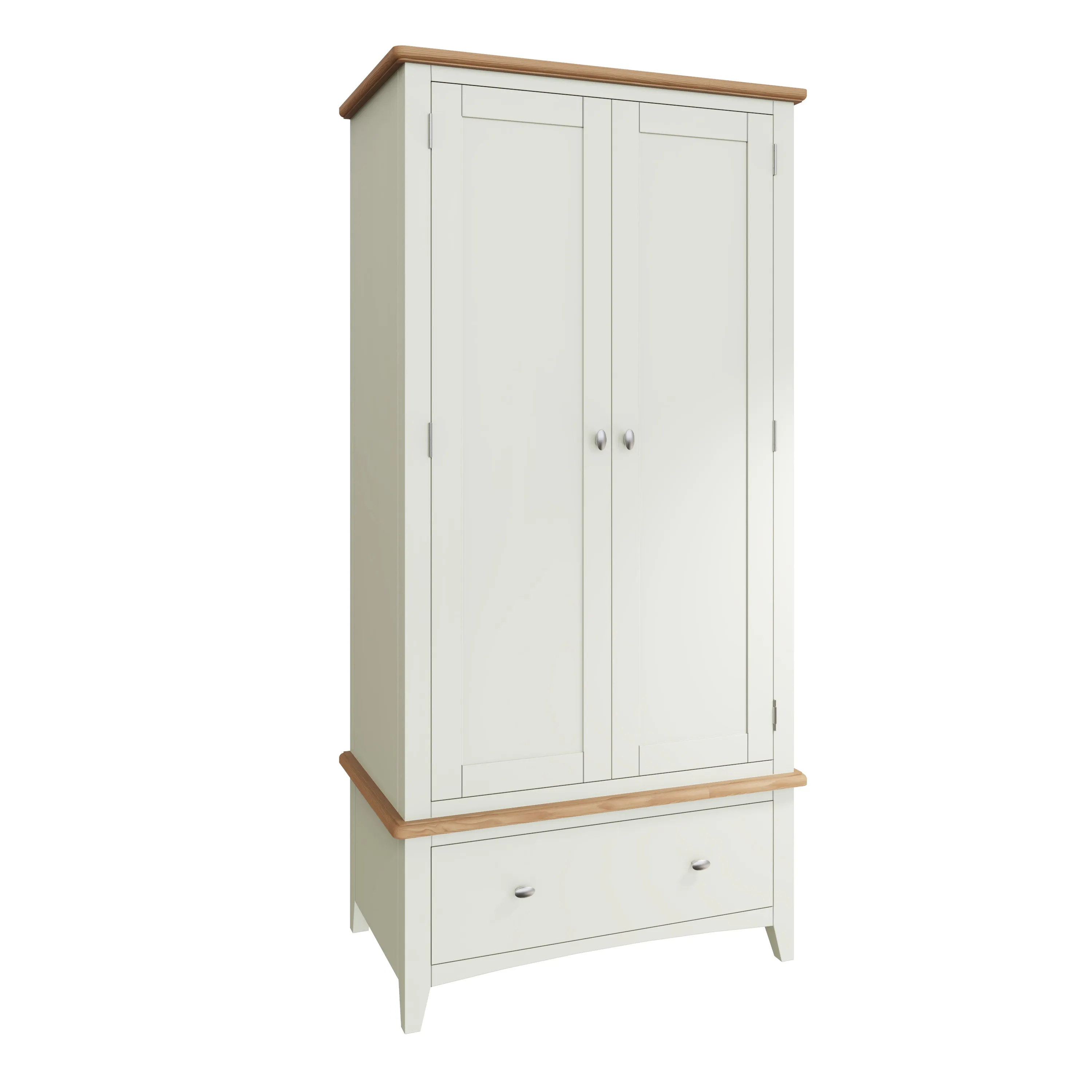 Salisbury Pure White Wardrobe 2 Door with Drawer 90 x 52 x 185 cm
