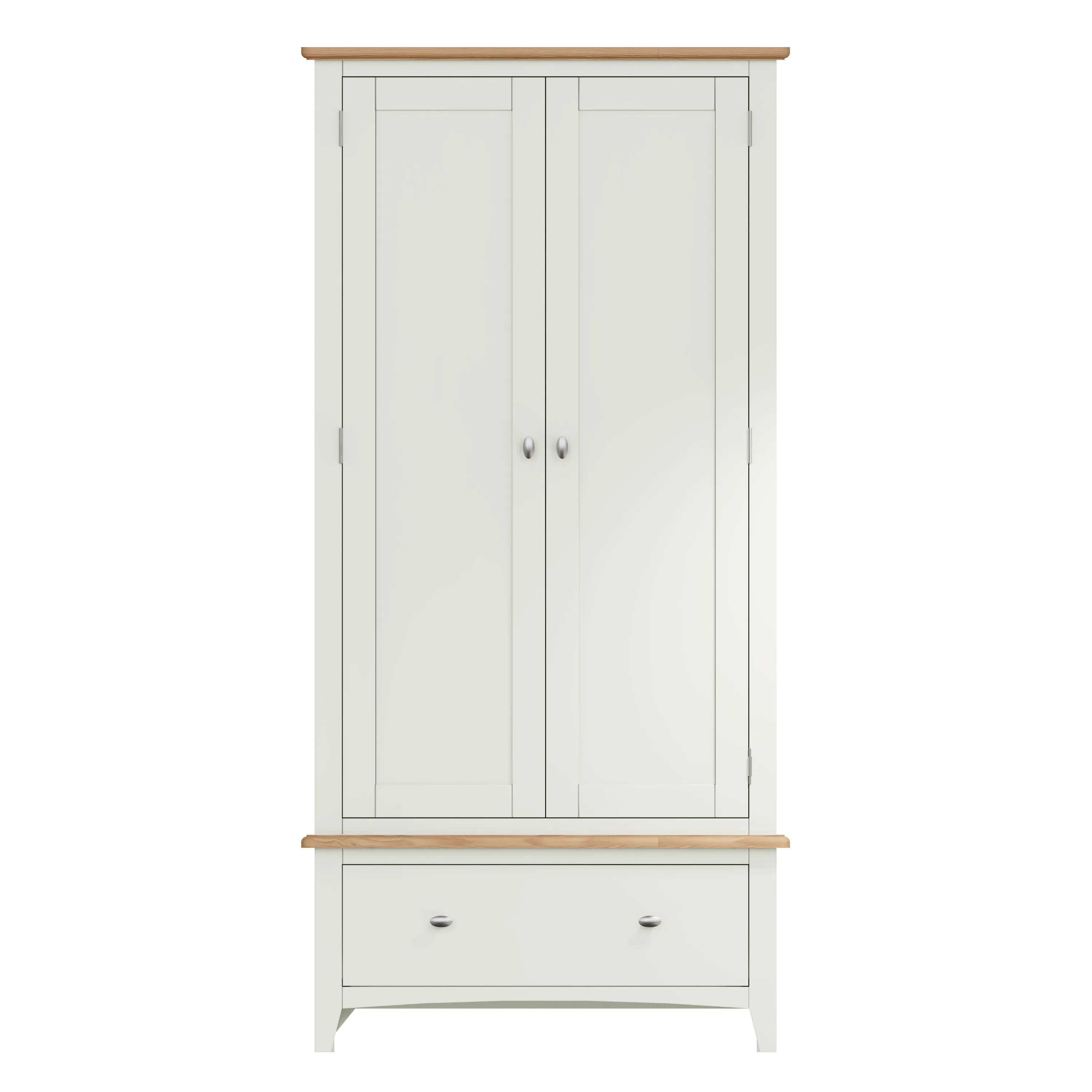 Salisbury Pure White Wardrobe 2 Door with Drawer 90 x 52 x 185 cm