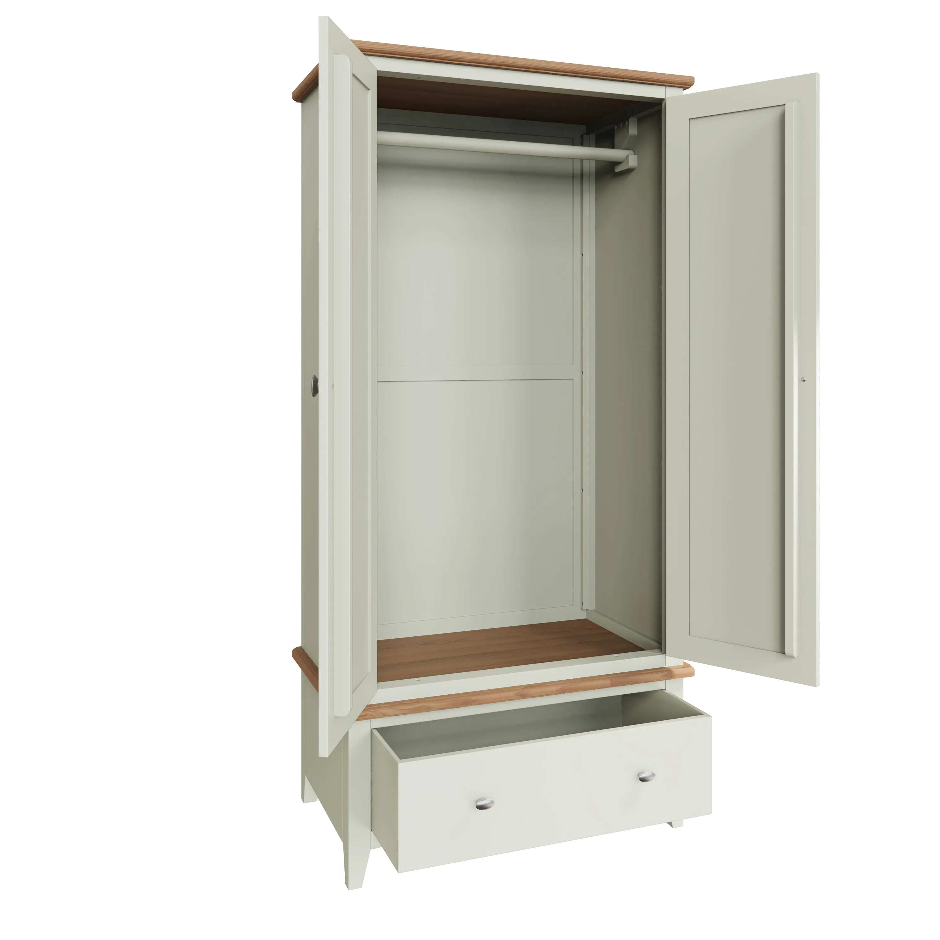 Salisbury Pure White Wardrobe 2 Door with Drawer 90 x 52 x 185 cm