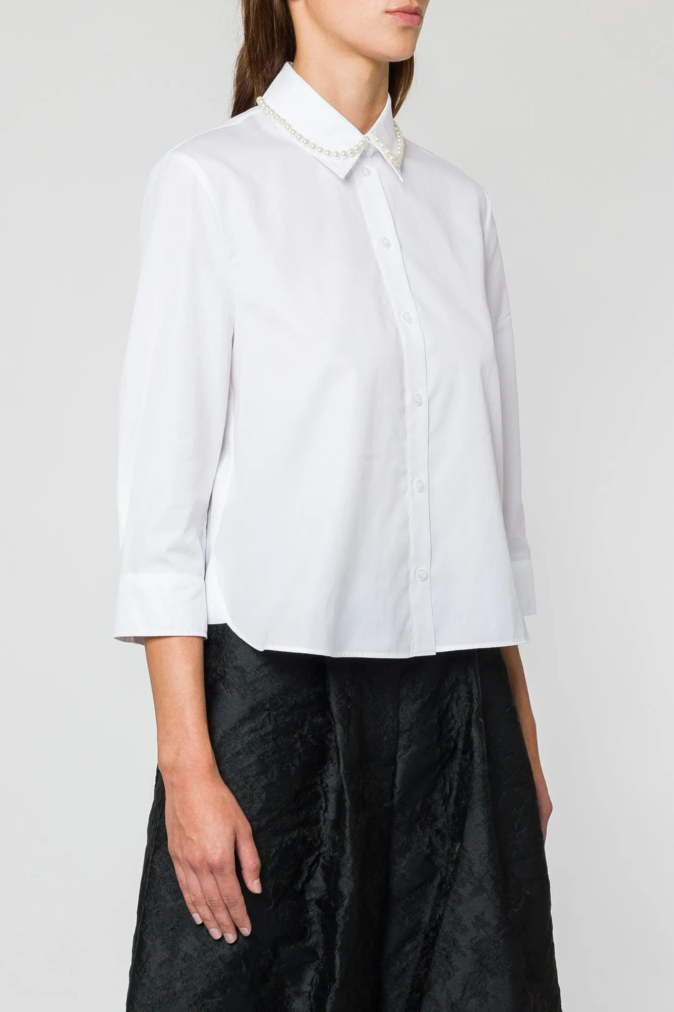Simone Rocha Cropped Masculine Shirt With Embroidery