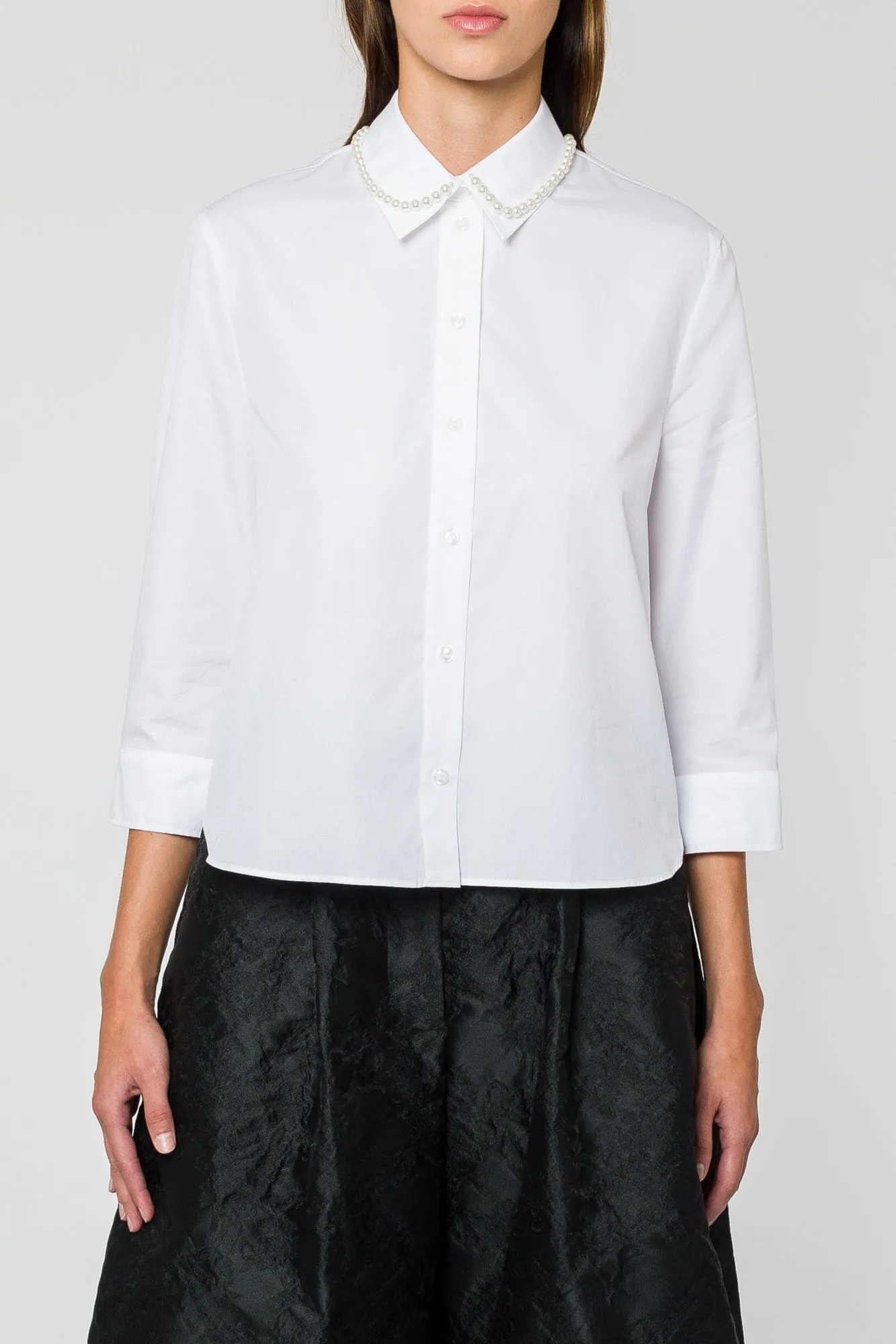 Simone Rocha Cropped Masculine Shirt With Embroidery