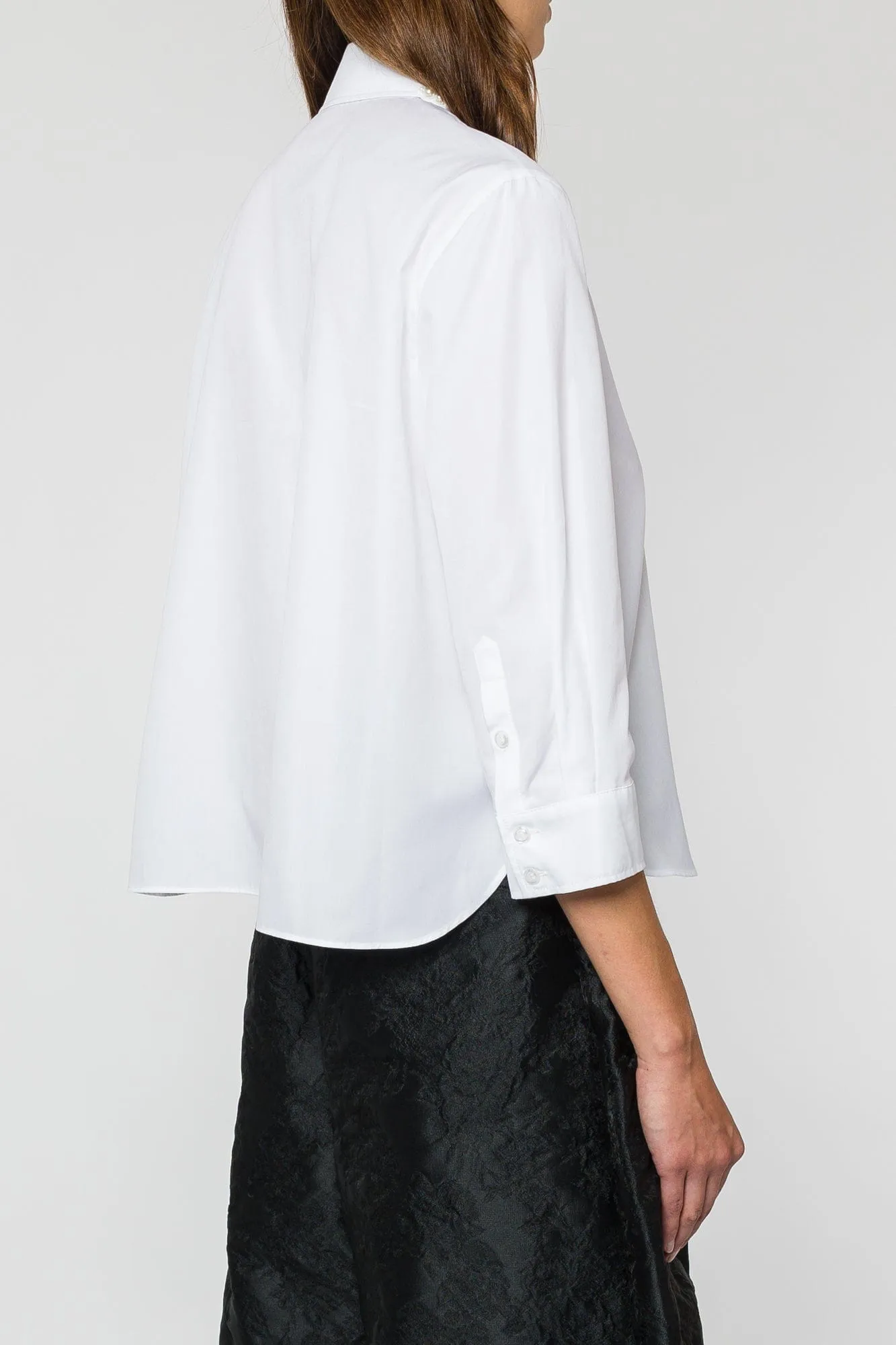 Simone Rocha Cropped Masculine Shirt With Embroidery