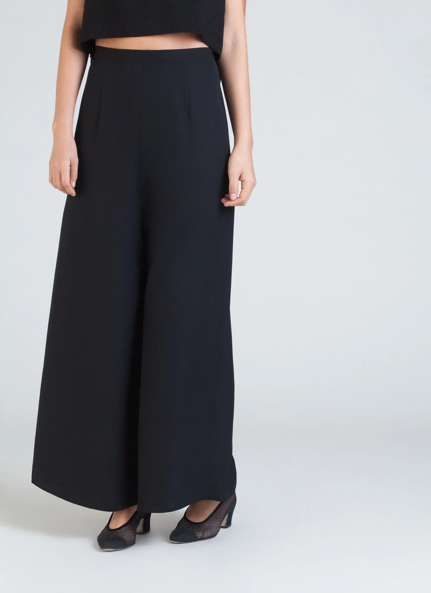 Song Tu Wide Leg Silk Pants - Black
