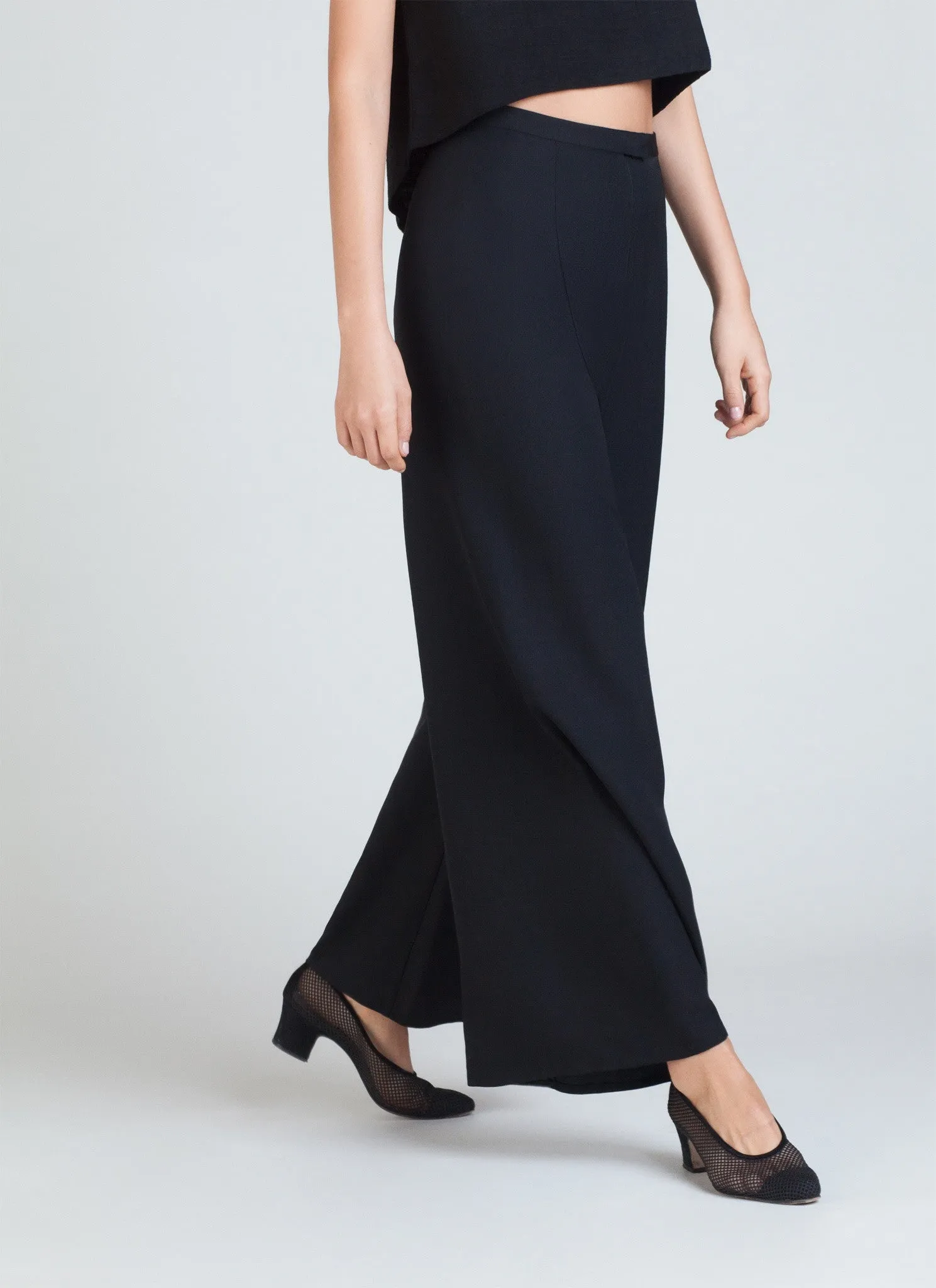 Song Tu Wide Leg Silk Pants - Black