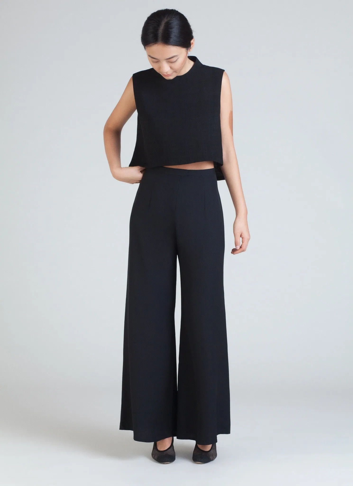 Song Tu Wide Leg Silk Pants - Black