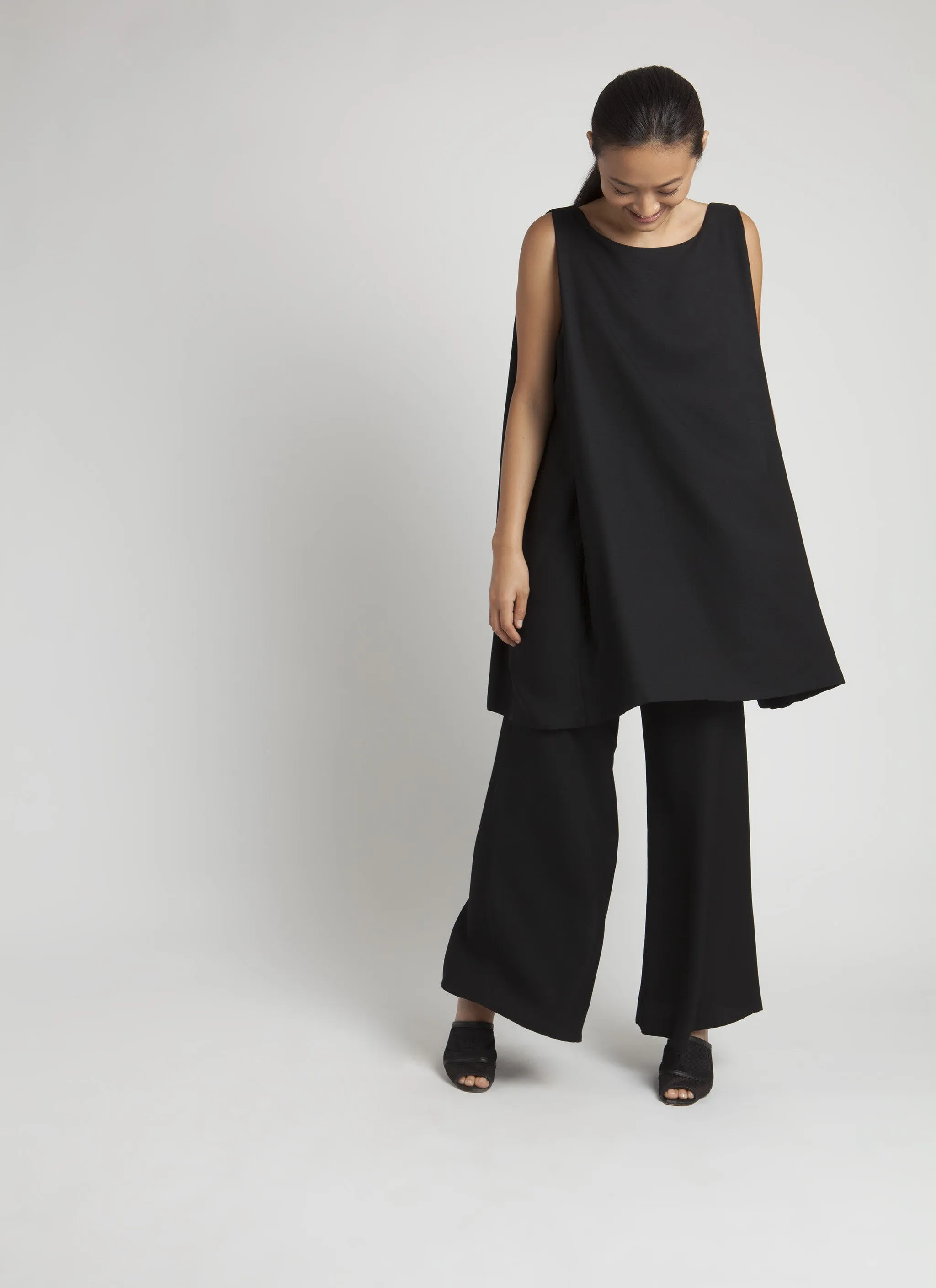 Song Tu Wide Leg Silk Pants - Black