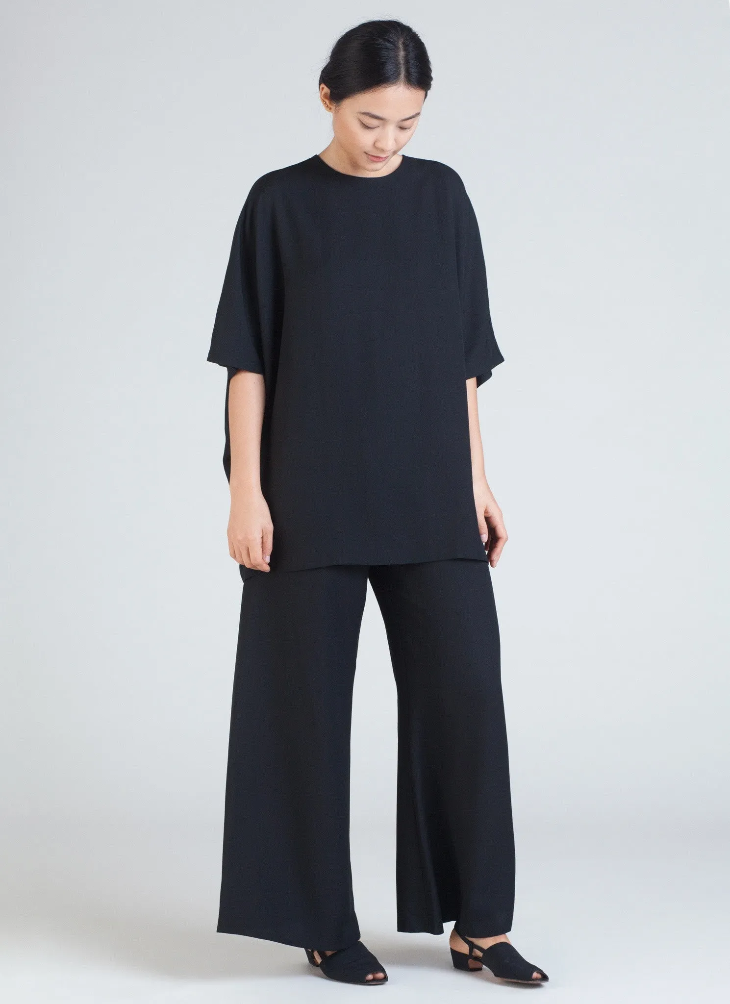Song Tu Wide Leg Silk Pants - Black